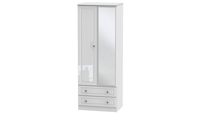 Tall 2ft6in 2 Drawer Mirror Robe